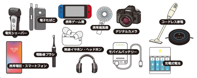 バッテリー内蔵機器の一例