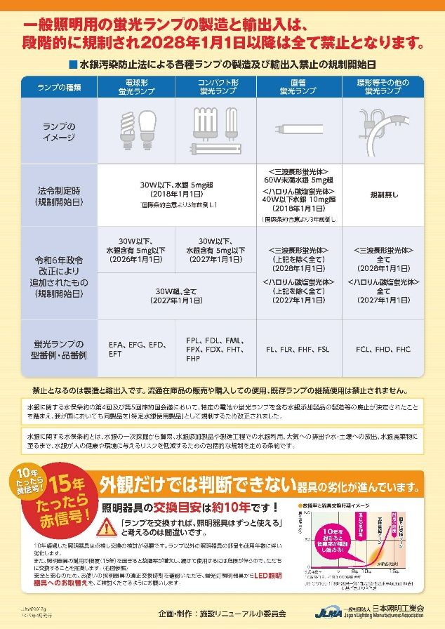 蛍光ランプがなくなる前にLED照明器具に交換しましょう！
