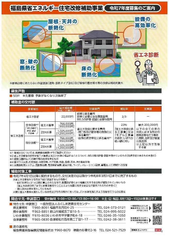 福島県省エネルギー住宅改修補助事業リーフレット
